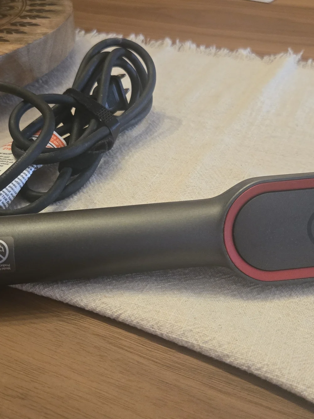 Owala Red & Black Heated Styling Brush — Sleek Straightening Tool